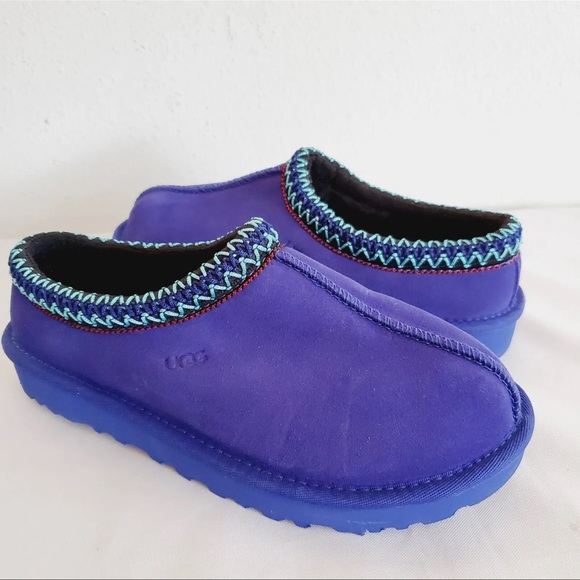 UGG Women's Tasman Suede Embroidered Slippers Navel Blue - Picture 1 of 8